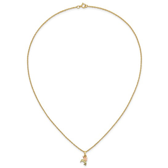 10kt Tri-Color Black Hills Gold Hummingbird Necklace