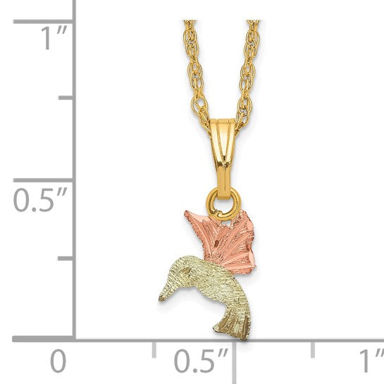 10kt Tri-Color Black Hills Gold Hummingbird Necklace