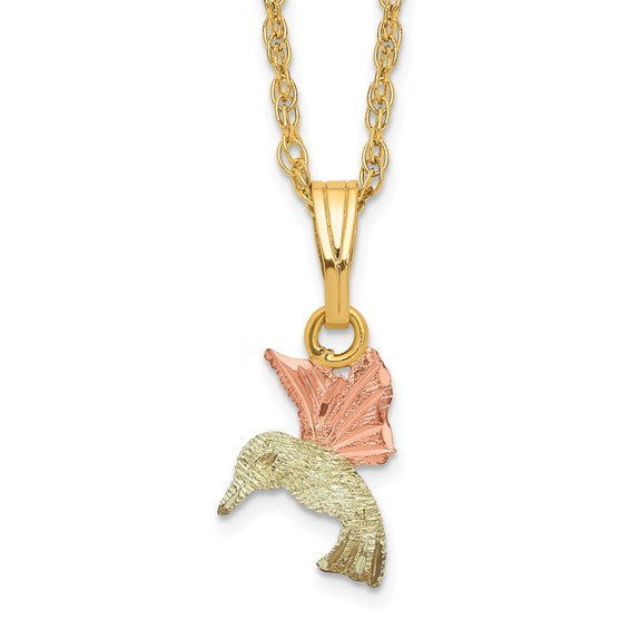 10kt Tri-Color Black Hills Gold Hummingbird Necklace