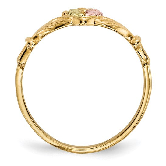 10kt Tri-Color Black Hills Gold Claddagh Ring