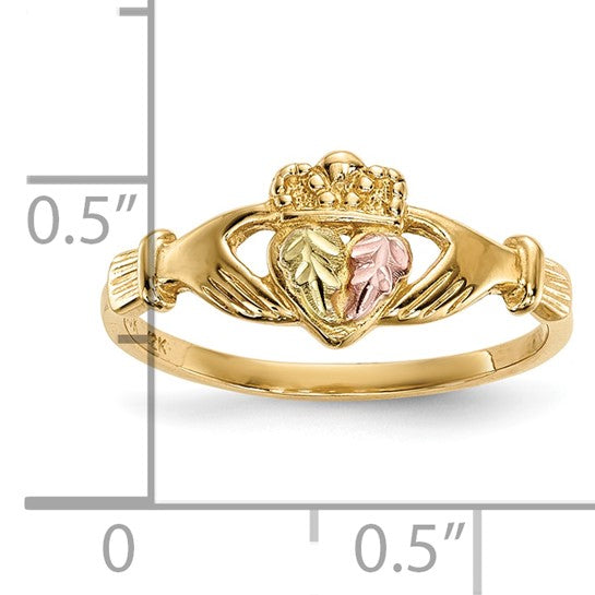 10kt Tri-Color Black Hills Gold Claddagh Ring