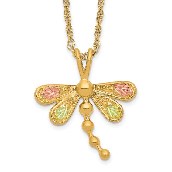 10kt Tri-Color Black Hills Gold Dragonfly Necklace