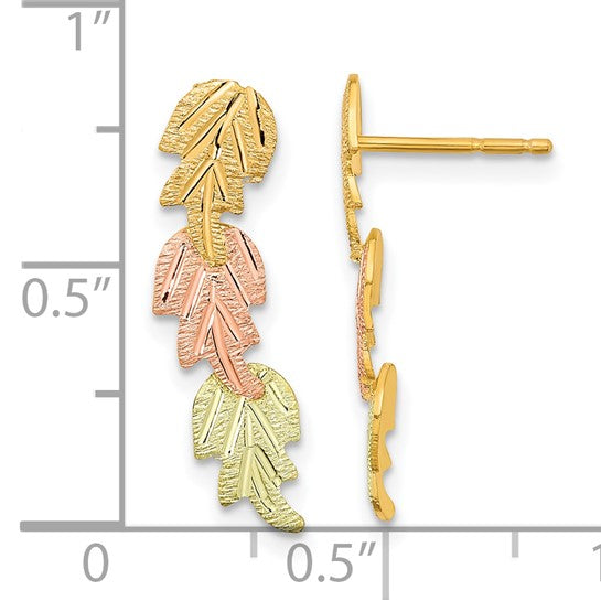 10kt Tri-Color Black Hills Gold Post Earrings