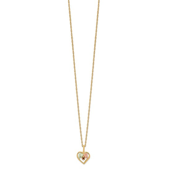 10kt Tri-Color Black Hills Gold Heart Garnet Necklace