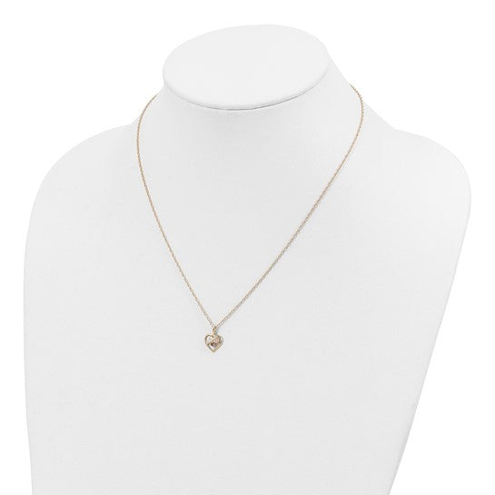 10kt Tri-Color Black Hills Gold Heart Garnet Necklace