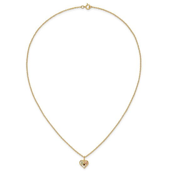10kt Tri-Color Black Hills Gold Heart Garnet Necklace