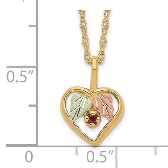10kt Tri-Color Black Hills Gold Heart Garnet Necklace