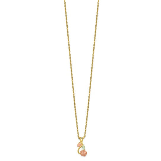 10KT Tri-color w/14K Gold-filled Chain Black Hills Gold Necklace