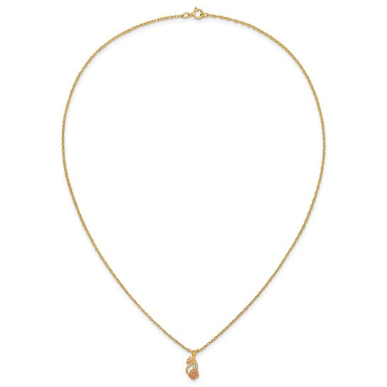 10KT Tri-color w/14K Gold-filled Chain Black Hills Gold Necklace
