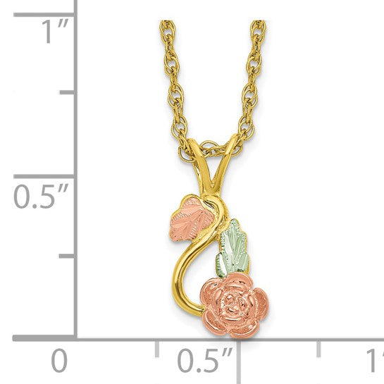 10KT Tri-color w/14K Gold-filled Chain Black Hills Gold Necklace