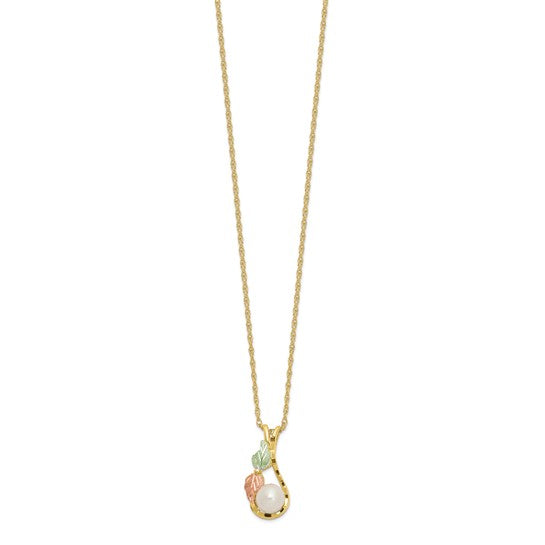 10KT Tri-color w/12K Accents FWC Pearl Black Hills Gold Necklace
