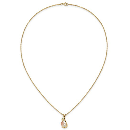 10KT Tri-color w/12K Accents FWC Pearl Black Hills Gold Necklace