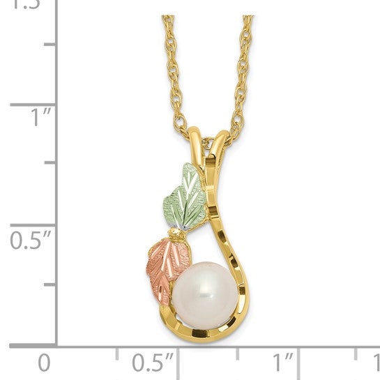 10KT Tri-color w/12K Accents FWC Pearl Black Hills Gold Necklace