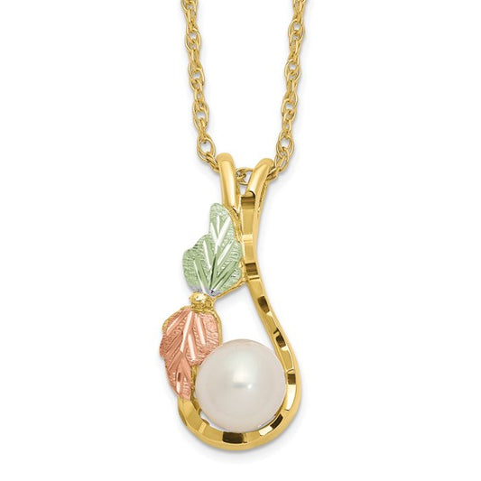 10KT Tri-color w/12K Accents FWC Pearl Black Hills Gold Necklace