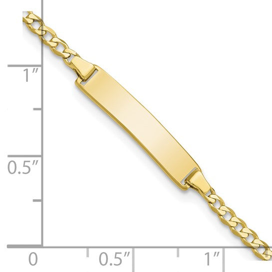 10kt Yellow Gold Flat Curb Link ID Bracelet