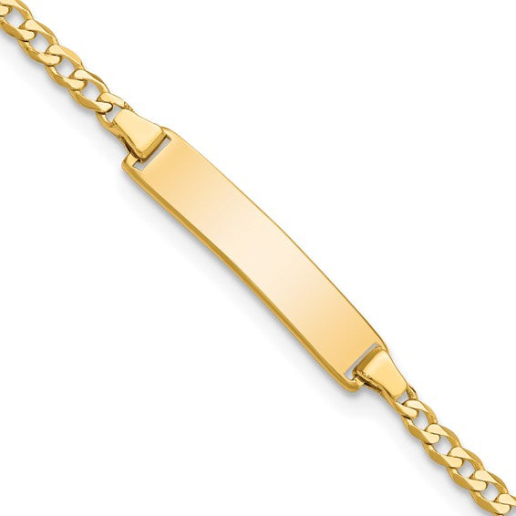 10kt Yellow Gold Flat Curb Link ID Bracelet