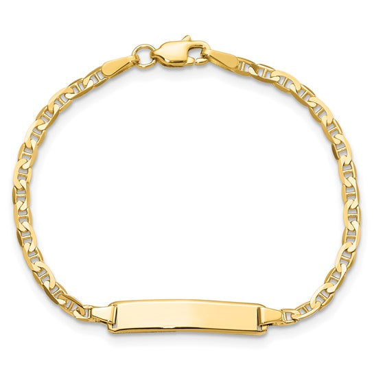 10kt Yellow Gold Flat Anchor Link ID Bracelet