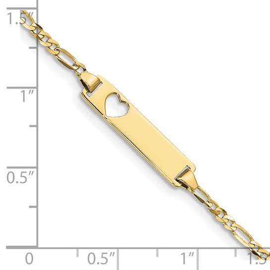 10kt Yellow Gold Figaro Link ID Bracelet