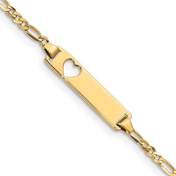 10kt Yellow Gold Figaro Link ID Bracelet