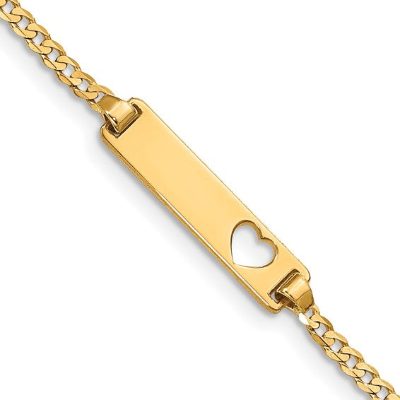10kt Yellow Gold Flat Curb Link ID Bracelet