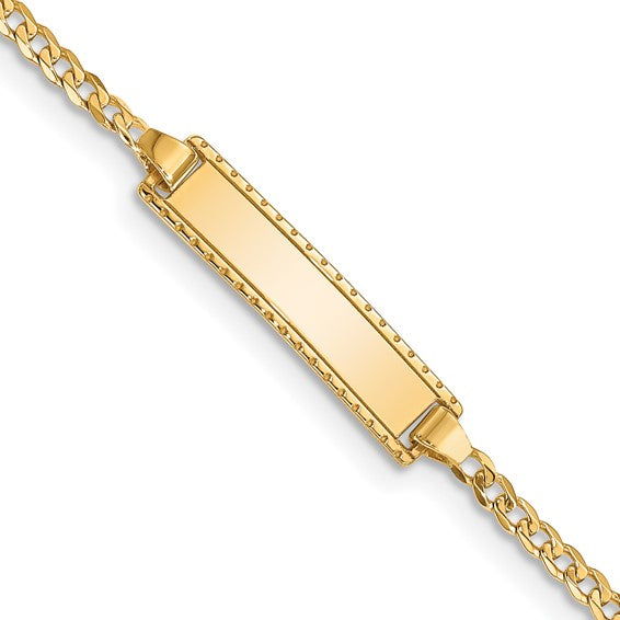 10kt Yellow Gold Flat Curb Link ID Bracelet