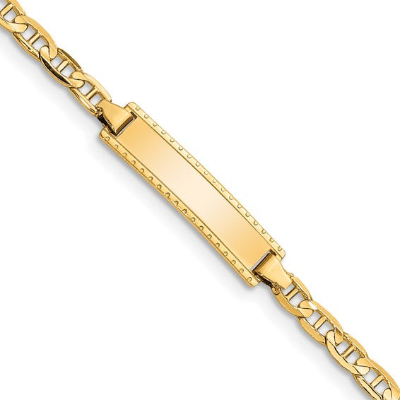 10kt Yellow Gold Anchor Link ID Bracelet