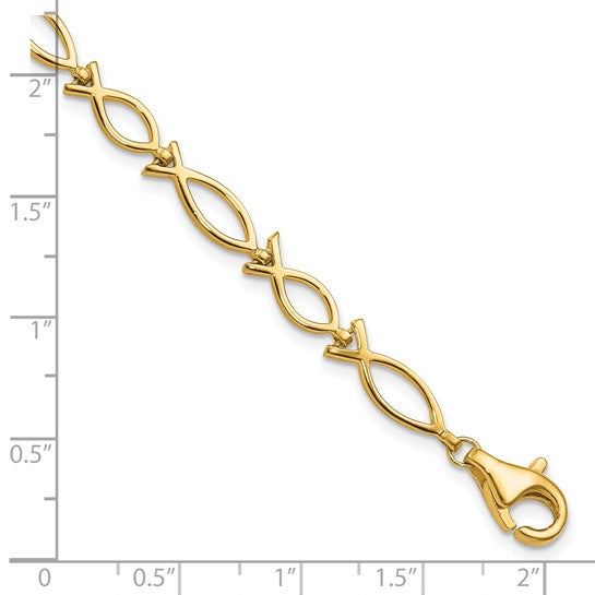 10kt Yellow Gold Solid Polished Religious Ichthus Fish Bracelet