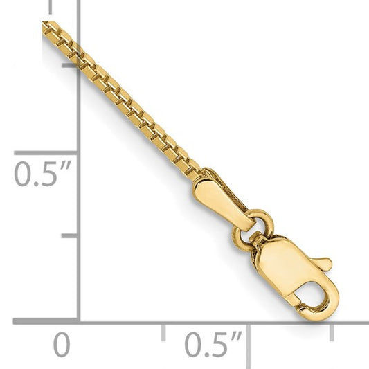 10kt Yellow Gold 1.1mm Box Chain Anklet