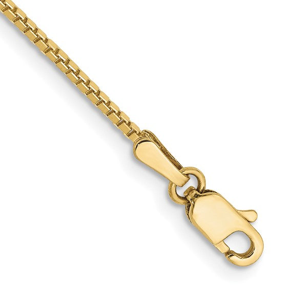 10kt Yellow Gold 1.1mm Box Chain Anklet