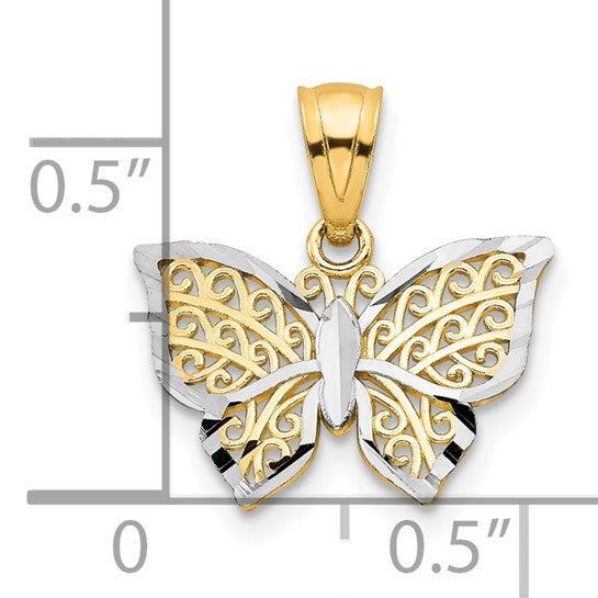 10KT Two tone w/Rhodium Butterfly Charm