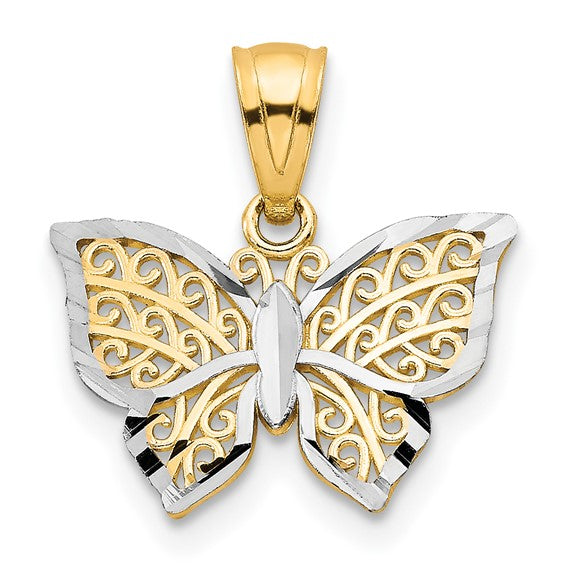 10KT Two tone w/Rhodium Butterfly Charm