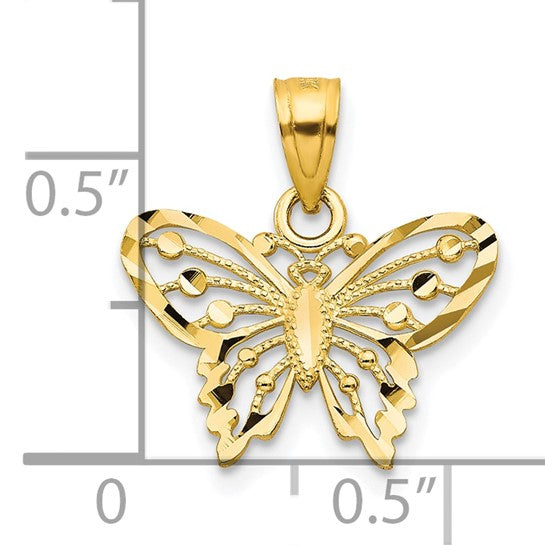 10kt Yellow Gold Diamond-Cut Butterfly Charm