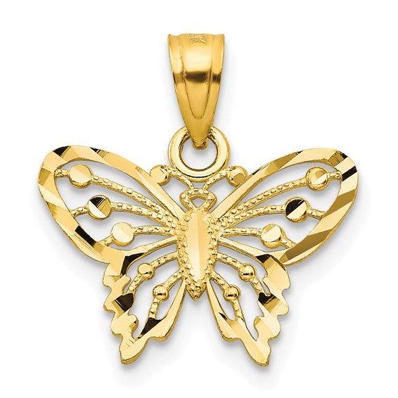 10kt Yellow Gold Diamond-Cut Butterfly Charm
