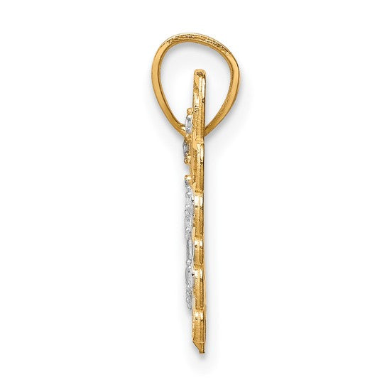 10KT Yellow Gold w/ Rhodium Butterfly Pendant