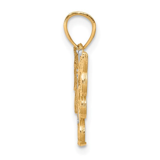 10KT Yellow Gold w/ Rhodium Butterfly Pendant