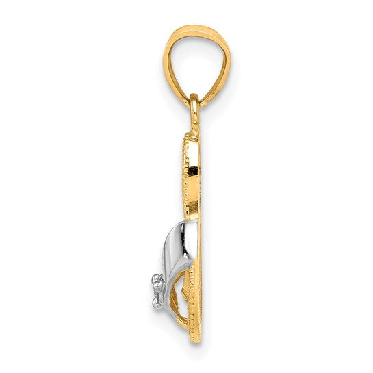 10kt Yellow Gold & Rhodium CZ Flip Flop Charm