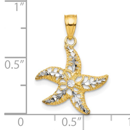 10kt Yellow Gold w/Rhodium Starfish Charm