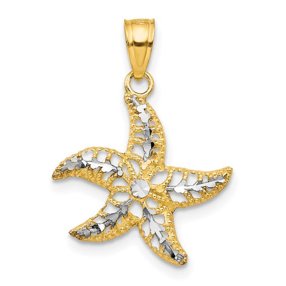 10kt Yellow Gold w/Rhodium Starfish Charm