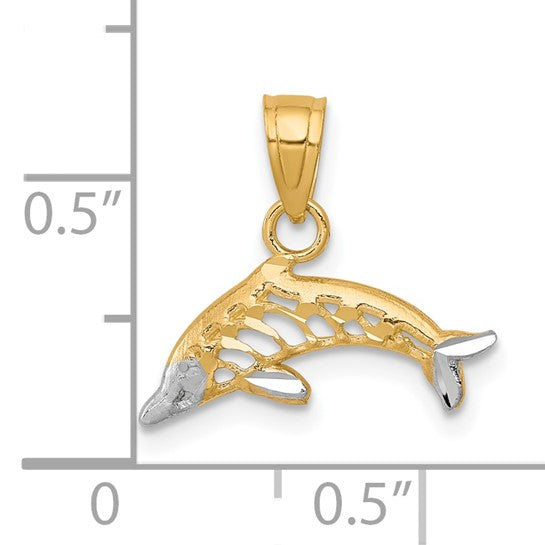 10kt Yellow Gold w/Rhodium Dolphin Charm
