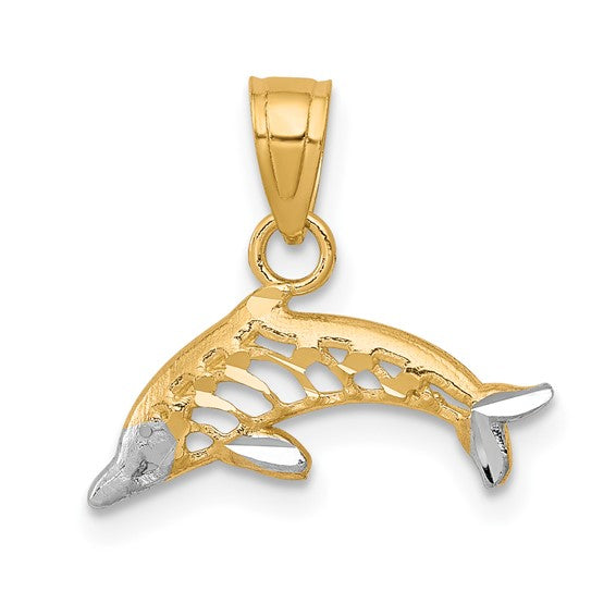 10kt Yellow Gold w/Rhodium Dolphin Charm