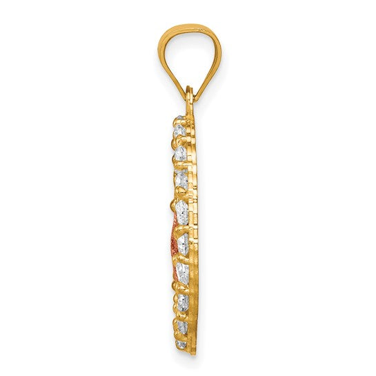 10kt Yellow Gold Two-tone CZ Cross Pendant