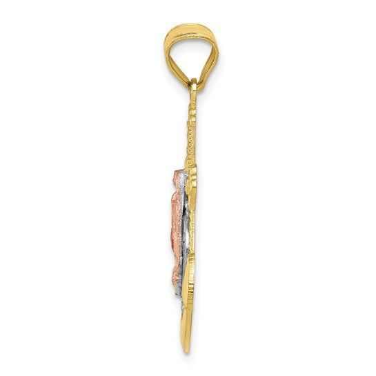 10kt Two-tone white/Rhodium Mariner Blessed Mother Pendant