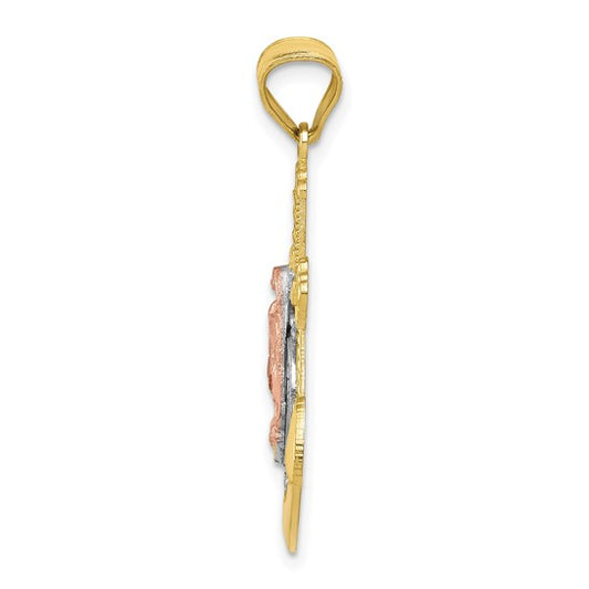 10kt Two-tone white/Rhodium Mariner Blessed Mother Pendant