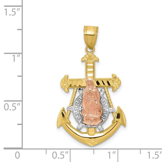 10kt Two-tone white/Rhodium Mariner Blessed Mother Pendant