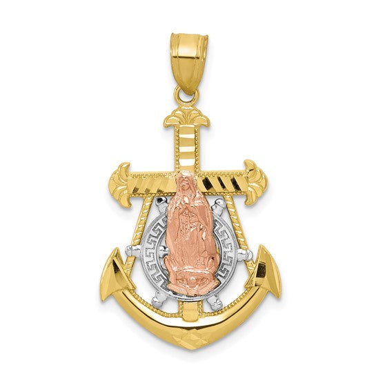 10kt Two-tone white/Rhodium Mariner Blessed Mother Pendant