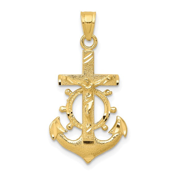 10kt Yellow Gold Mariner Crucifix Pendant