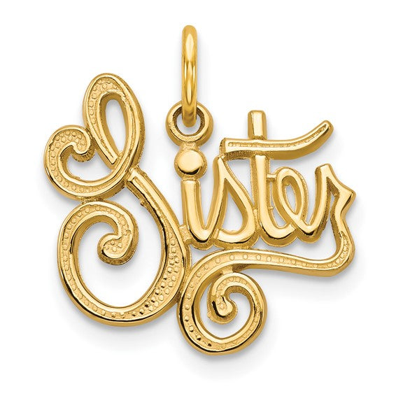 10KT Yellow Gold SISTER Charm