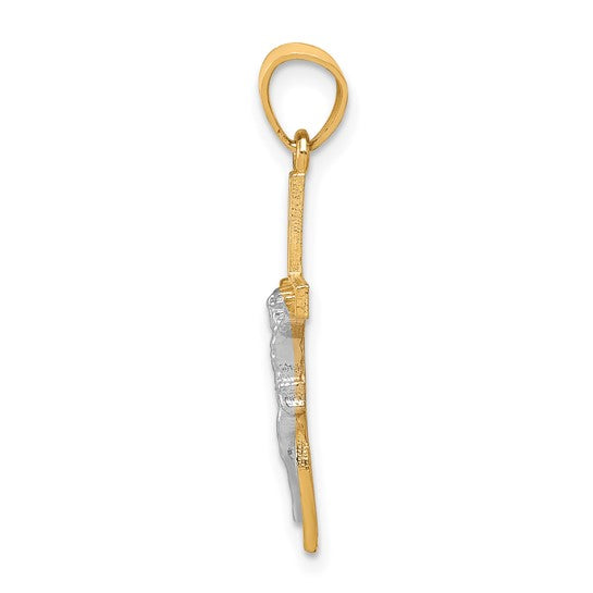 10KT Two Tone w/ Rhodium Crucifix Pendant