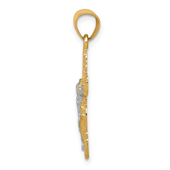 10kt Yellow Gold w/ Rhodium Crucifix Pendant