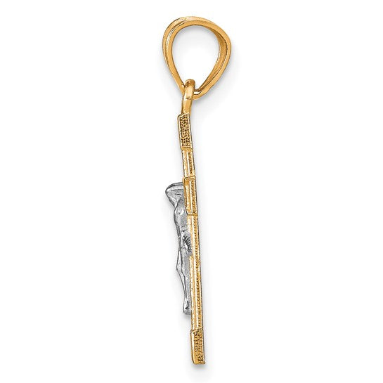10kt Yellow Gold w/ Rhodium Small Crucifix Pendant